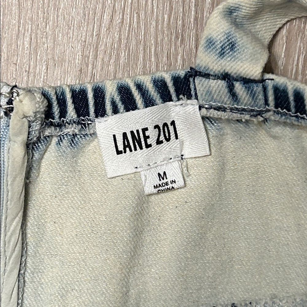 Lane 201 Bleached Denim Tie-Strap Mini Dress - Picture 2 of 6